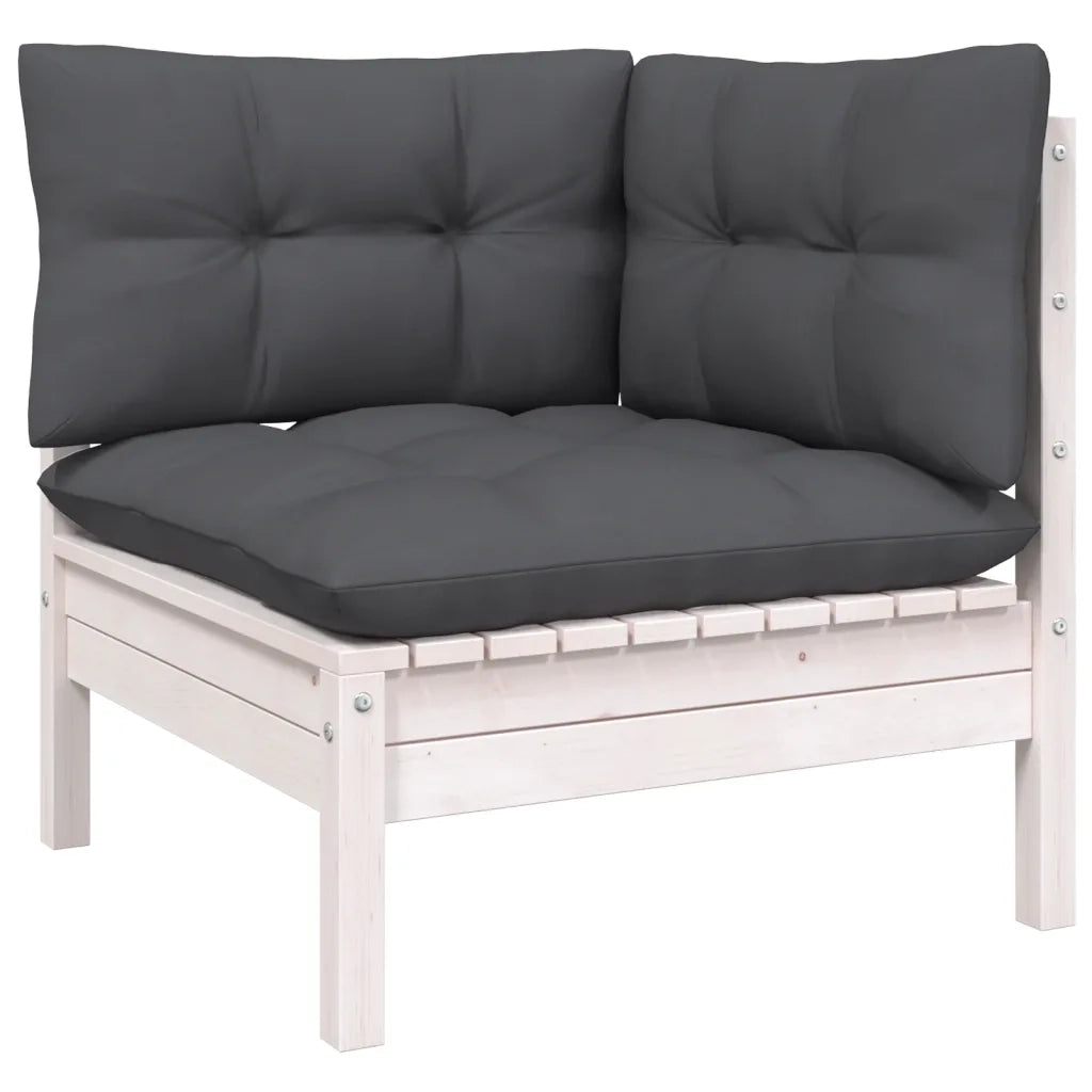 Set Divani da Giardino 6 pz con Cuscini Bianchi Legno di Pino 3097152