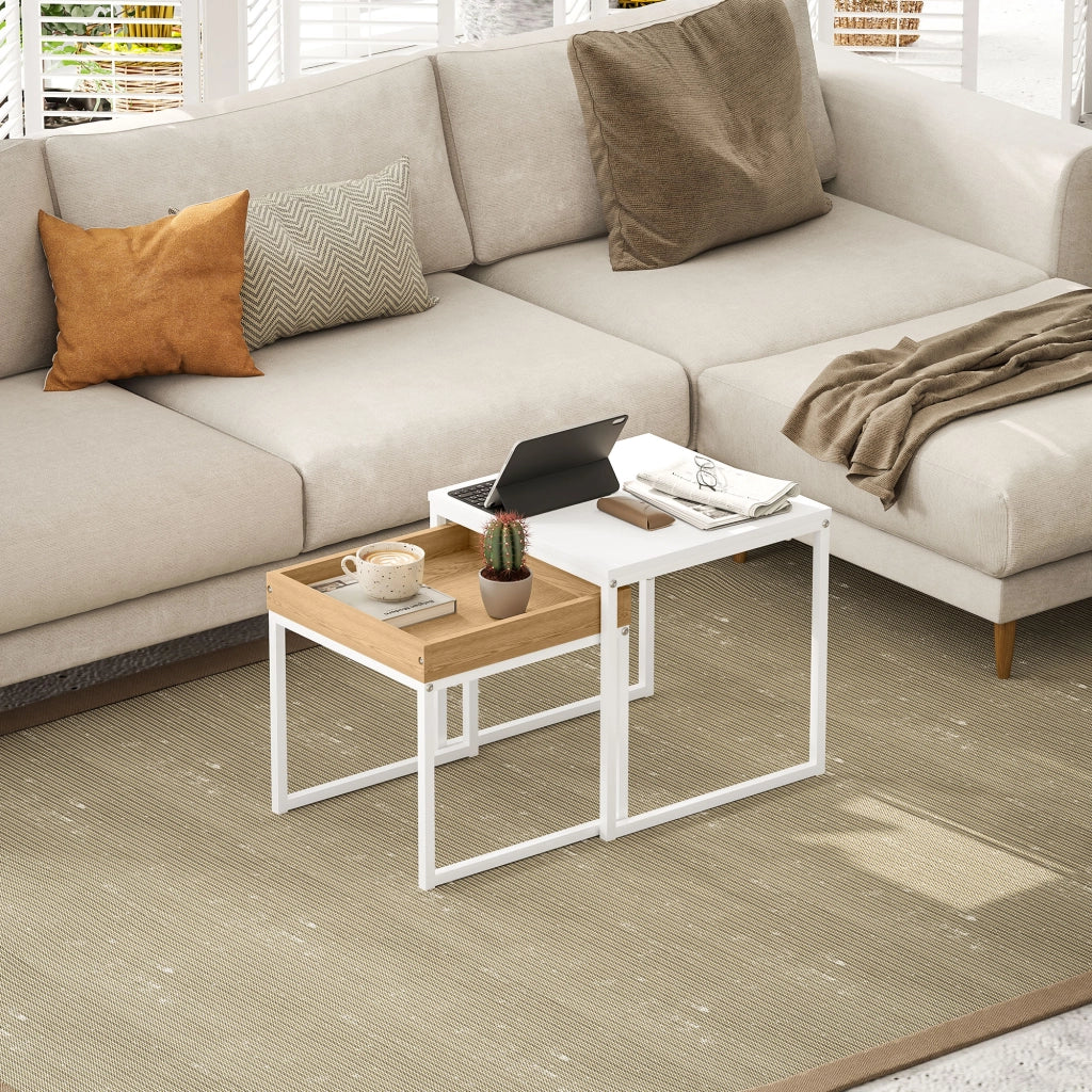 Tavolino da caff¨¨ ¨C Minimal ¨C MDF, metallo, bianco