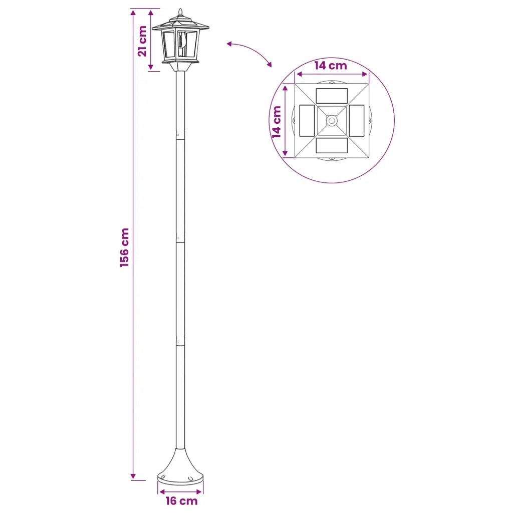Set di Lampioni with LED Bulb 2 pz Nero 16 x 16 x 156 cm 42042691