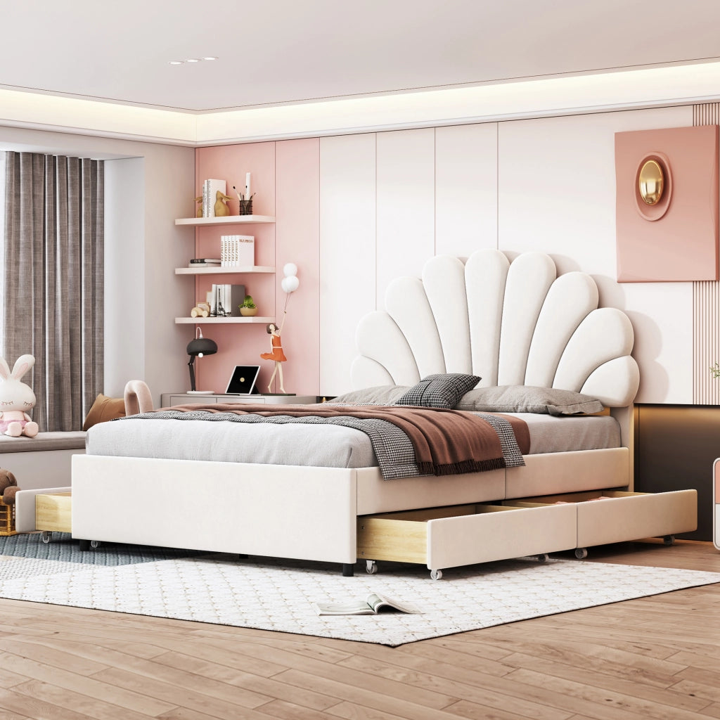 letto imbottito velluto beige 140 x 200 cm
