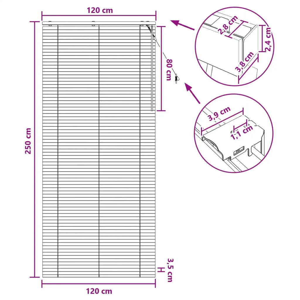 Tenda Veneziana Marrone Scuro 120 x 250 cm 35 mm 42015595
