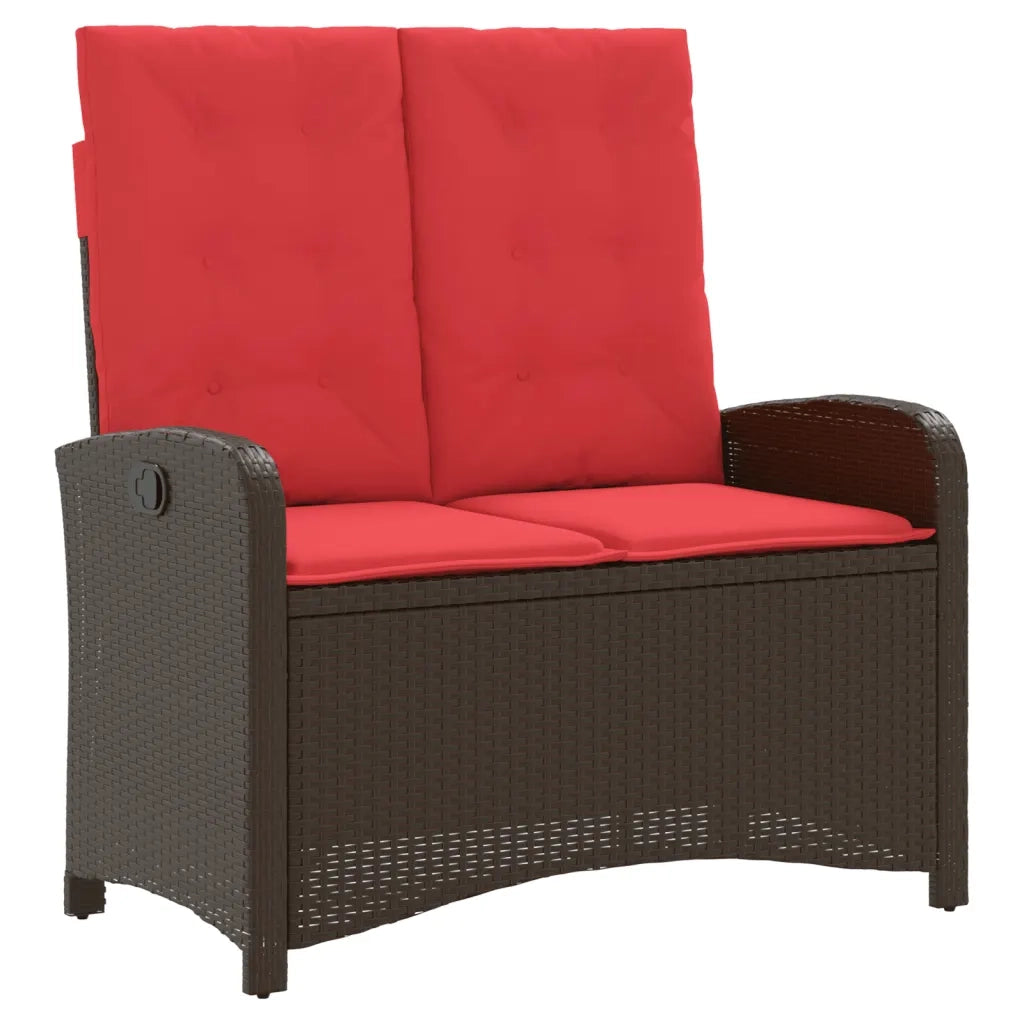 Panca Reclinabile da Giardino con Cuscini Marrone in Polyrattan 368222