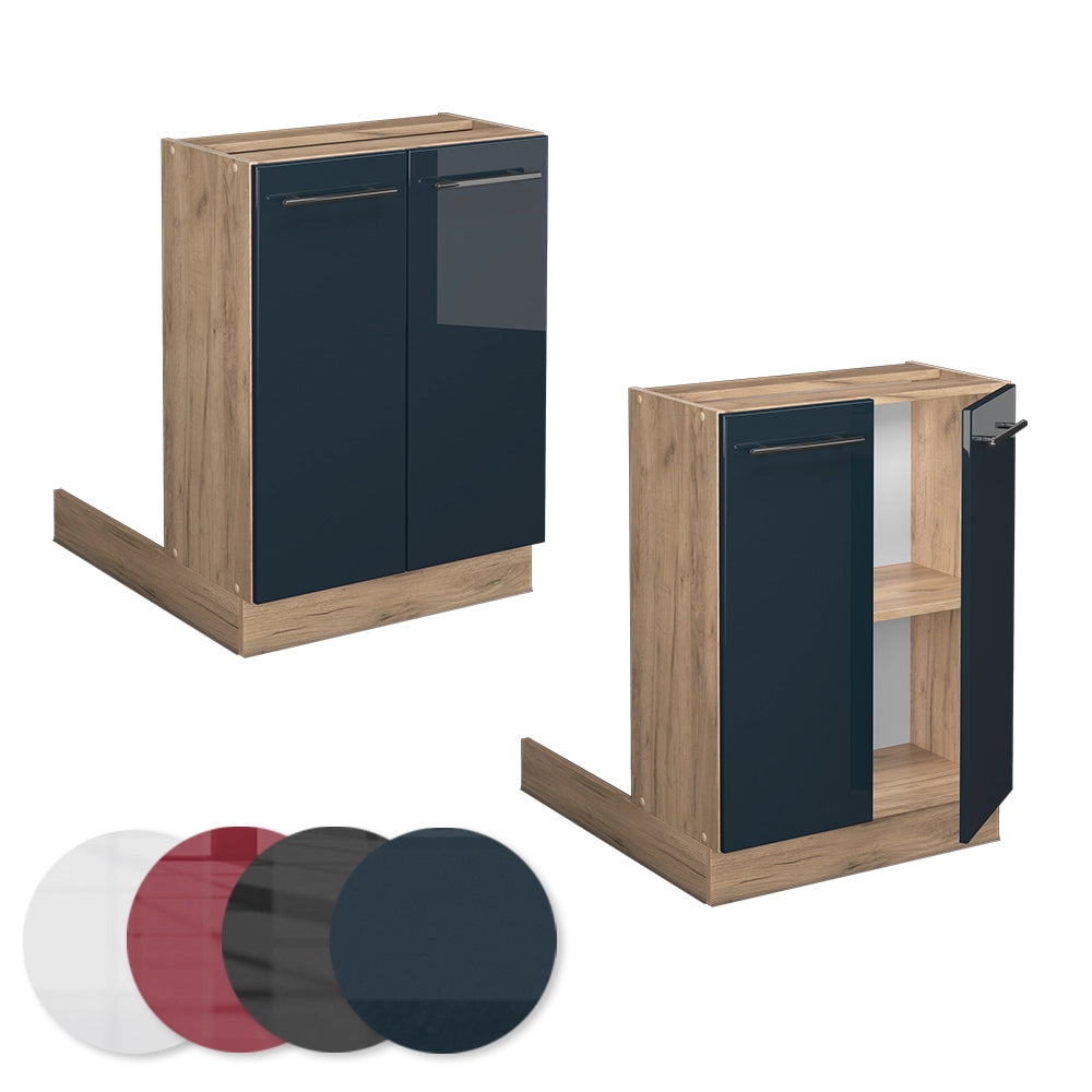 Mobili da cucina Fame-Line Blu scuro lucido/Rovere dorato 60 cm senza piano di lavoro Vicco