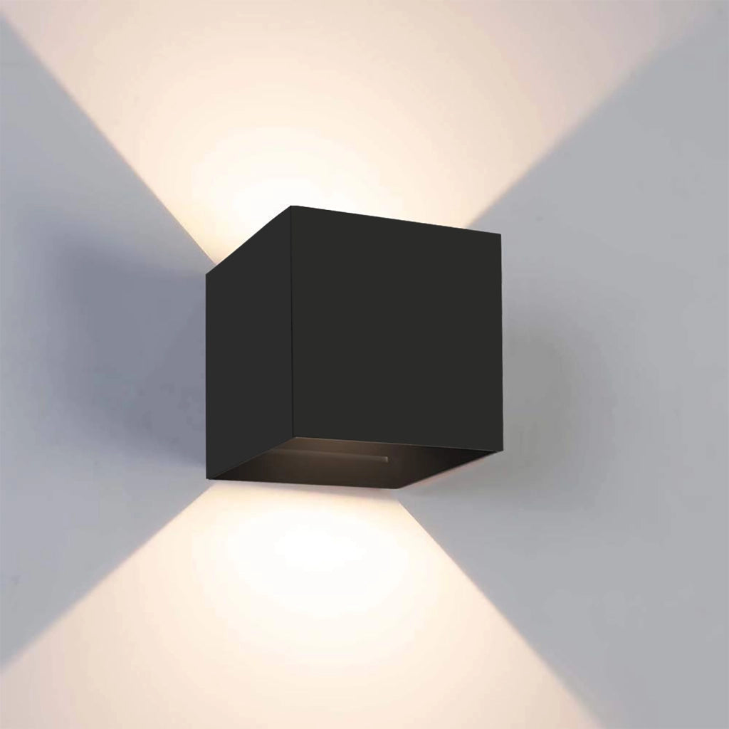 12W Applique LED parete muro impermeabile doppio fascio luce regolabile IP65 giardino facciate 230V NERO 4000K