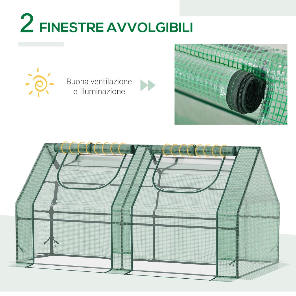 EasyComfort Serra per Piante Orto con 2 Coperture in PE e PVC, Struttura in Acciaio - Verde 180x90x90cm