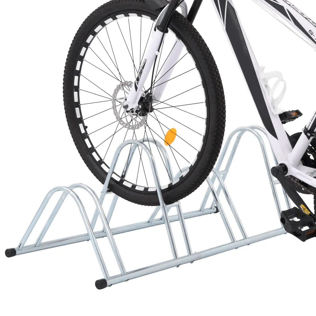 Supporto per 4 Bici da Pavimento Autoportante Acciaio Zincato 4005566