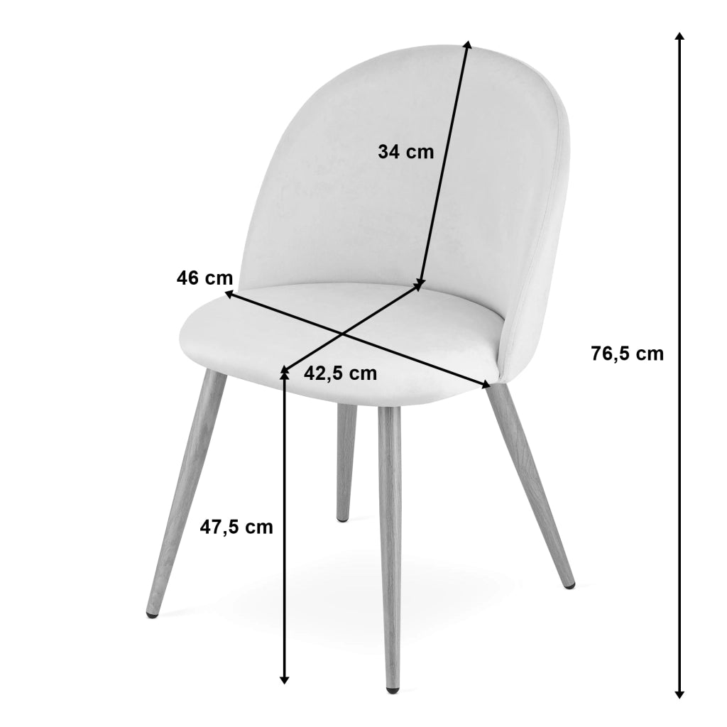 Valora Bello Chair Navy Blue Velvet Black Legs Set di 2