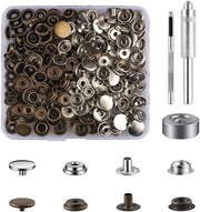 Set di viti a pressione da 50 - Attrezzatura per viti a pressione - Lega di ottone zinco - Manutenzione/Scuola - Scatola di conservazione - Duraturo e nichel libero - Viti a pressione