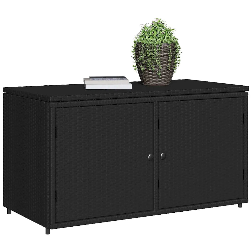 Armadietto Portaoggetti Giardino Nero 110x55x60,5cm Polyrattan 365567