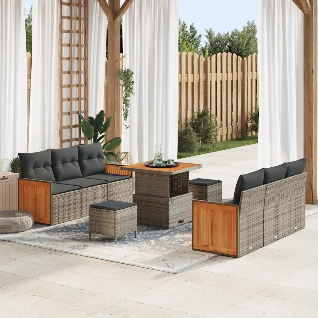 Set Divano da Giardino con cuscino 11 pcs Grigio polyrattan 3365208