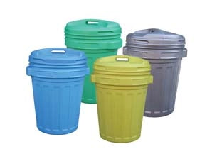 BIDONE CON COPERCHIO A VITE LT.70  lt.70 colore giallo, cm.50x68h.
