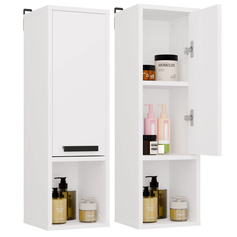 Mobile bagno sospeso MEXY W1D colonna 1 ante 3 ripiani bianco