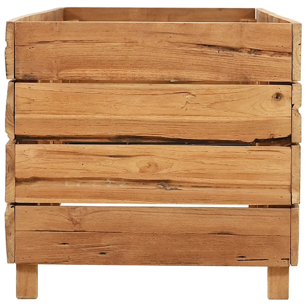 Letto Rialzato 150x40x38 cm Legno di Teak di Recupero e Acciaio 47423