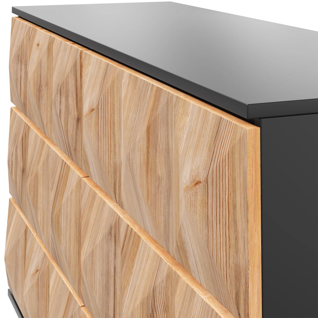 CREDENZA 120x40x85 cm 6 Cassetti Nero e Legno MDF