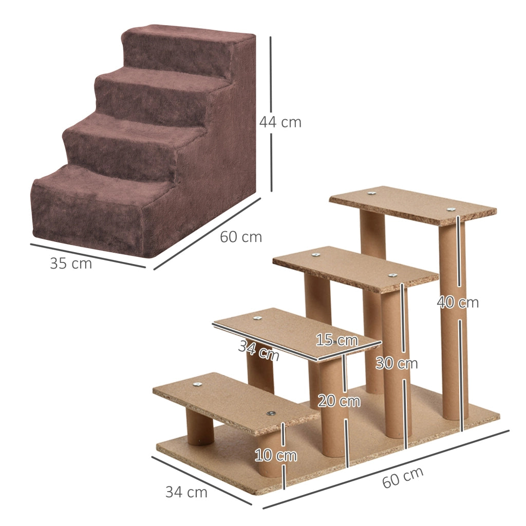 Scala per Cani e Gatti 4 Gradini Antiscivolo ¨C Minimal ¨C Marrone 60x35x44