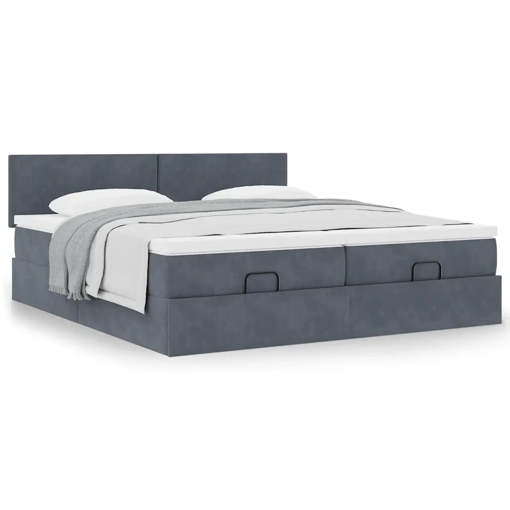 Struttura Letto Pouf con Materassi 180x200 cm Velluto 3312057