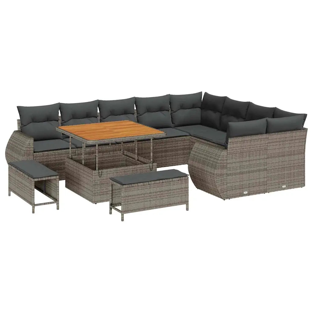 Set Divano da Giardino 12 pcs Grigio polyrattan
