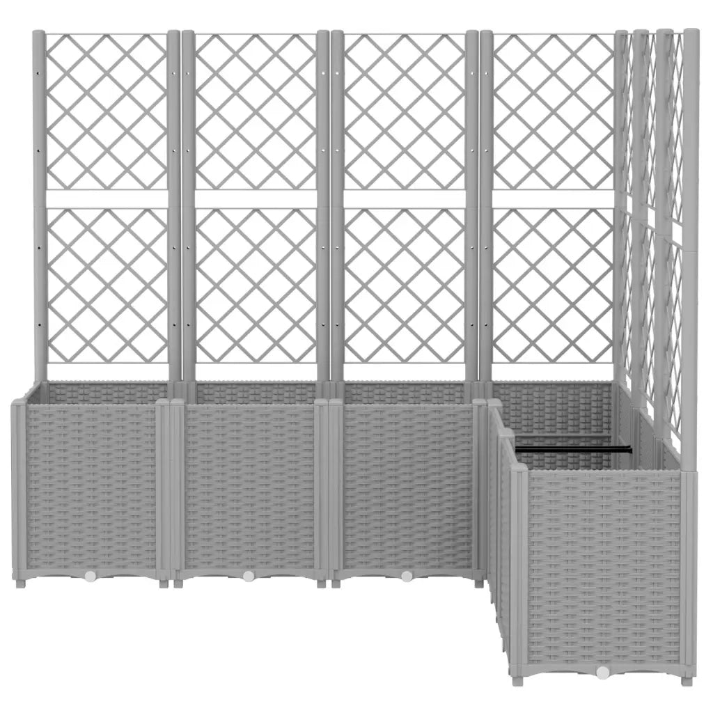 Fioriera | Cassetta per fiori | Vaso Giardino con Graticcio Grigio Chiaro 160x120x140 cm PP