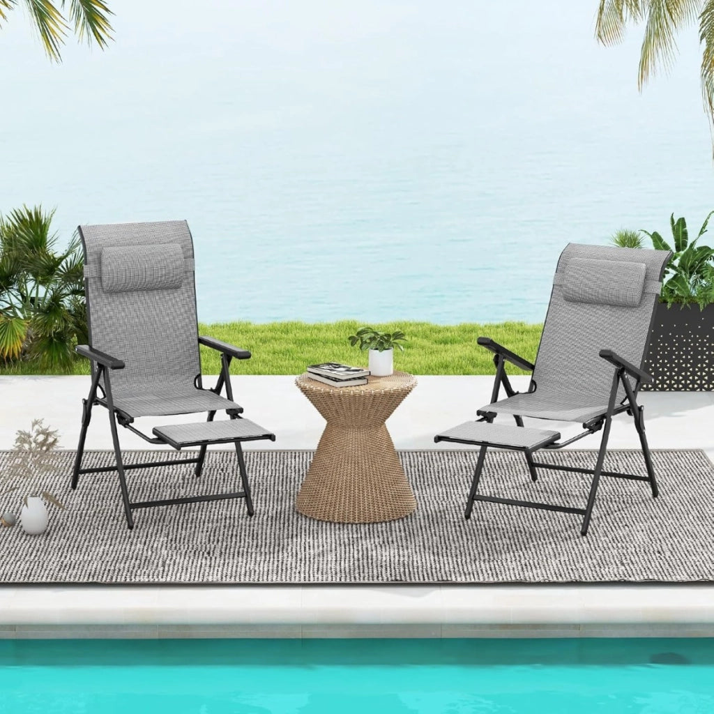 Set di 2 sedie reclinabili da patio pieghevoli, Sedie a sdraio con multifunzione per spazi estivi come piscina e campeggio