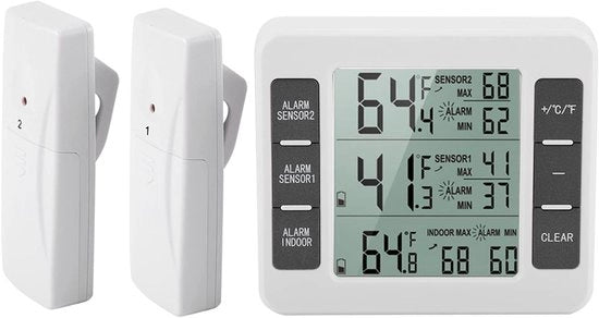 Termometro per frigorifero digitale - Altoparlante d'allarme - Dispositivo a schermo LCD - Rilevamento sicuro del cibo - Adatto per uso domestico e ristoranti