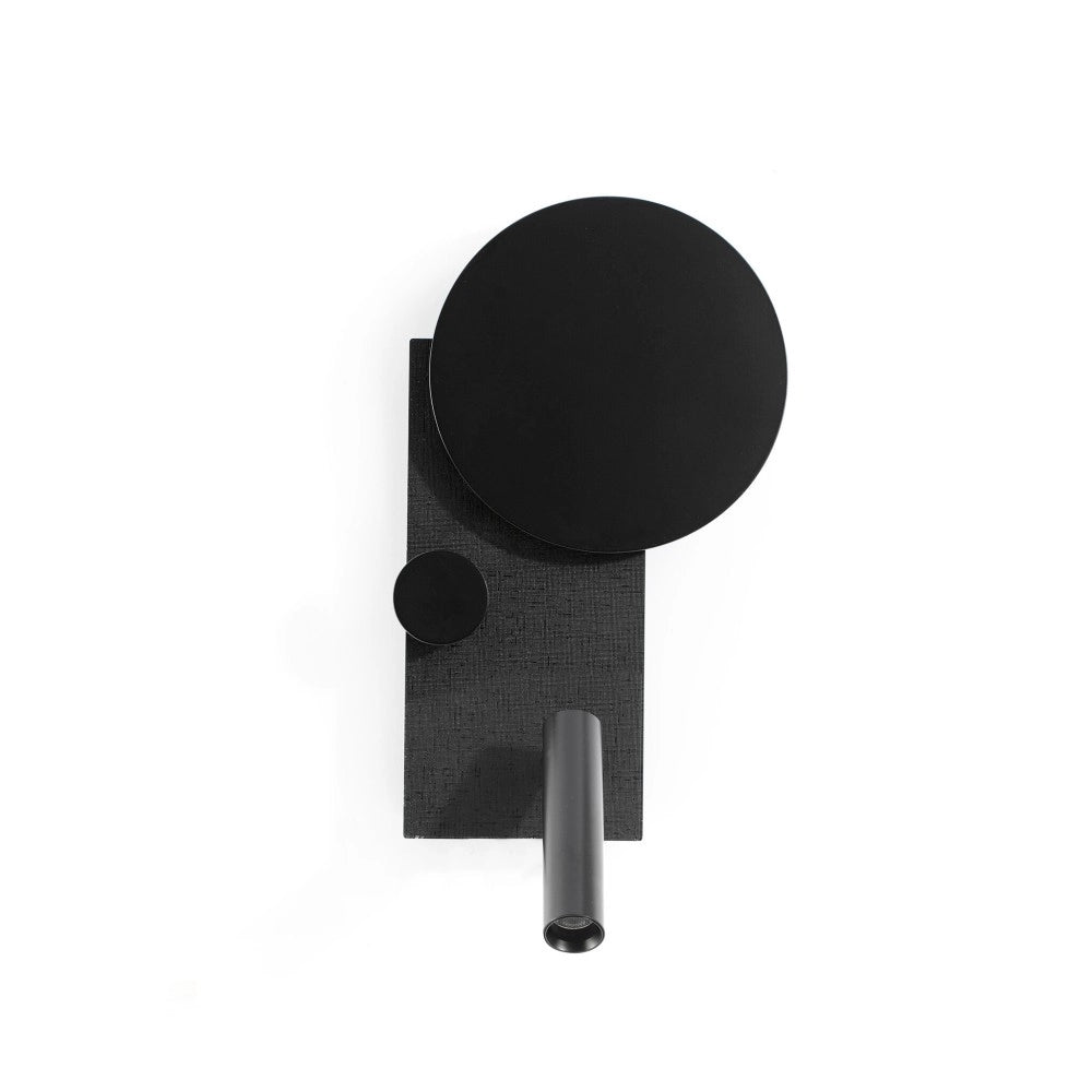 Faro Barcelona - Lampada da parete Klee con braccio lettura a sinistra Led 10W - Led Integrato, Dimmer, Doppia Accensione - Nera