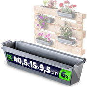 Vaso da fiori KADAX, vasi da fiori per Europallets, scatola da 40 cm, 6 pezzi