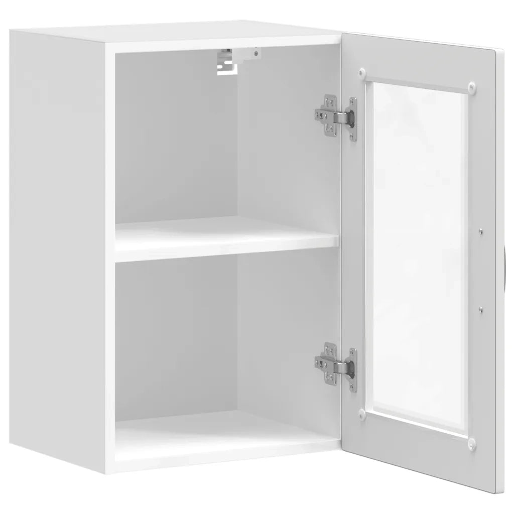 Pensile da Cucina con Porta in Vetro-Mobile Cucina da Parete Porto Bianco 760033