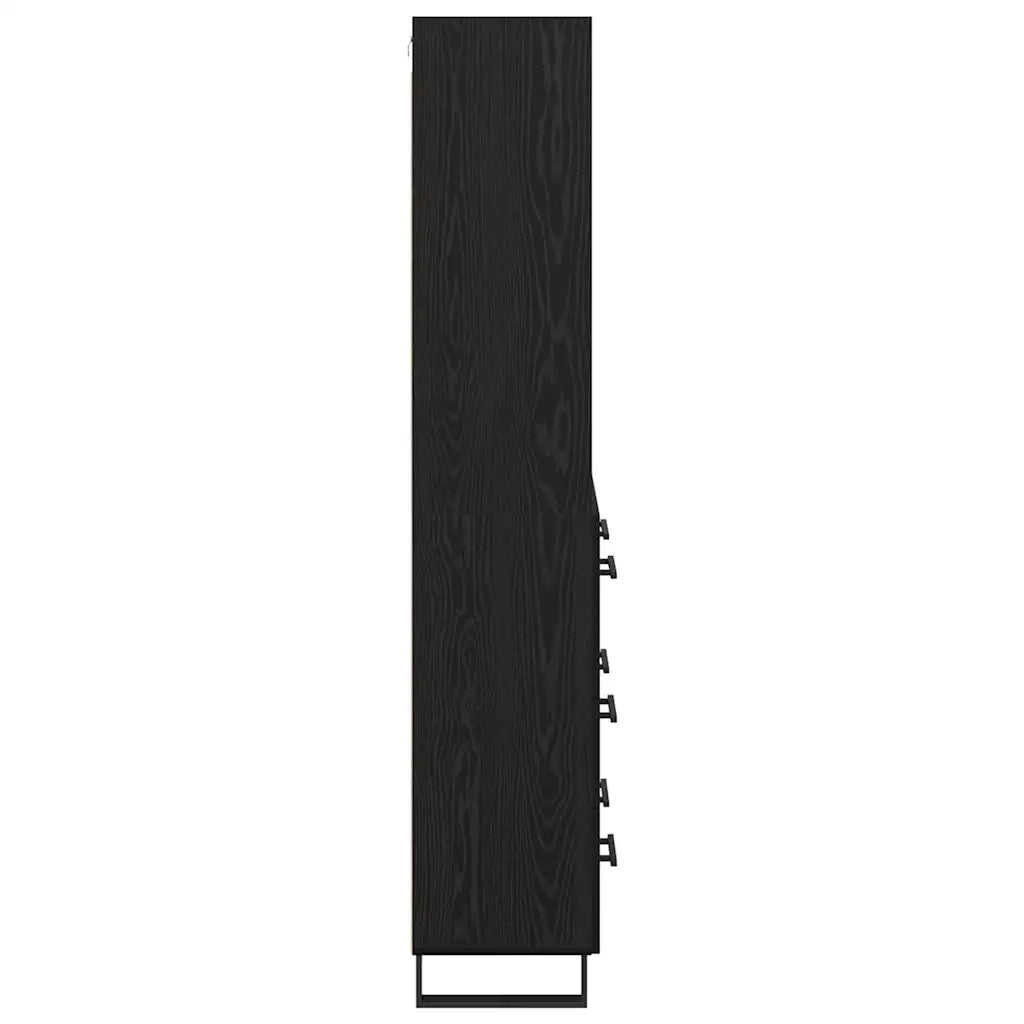 Credenza-Buffet-Armadio da cucina Rovere Nero 69,5 x 34 x 180 cm Legno multistrato 605814