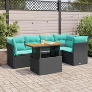 Set Divano da Giardino 6 pz con Cuscini Nero in Polyrattan 3326927