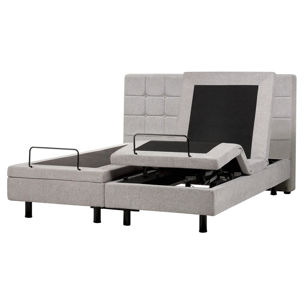 Letto Tessuto di colore Grigio Chiaro Elettrico Regolabile con Telecomando 160 x 200 cm matrimoniale moderno