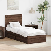 Letto con Contenitore con testiera-Struttura Letto con contenitore Rovere Marrone 75 x 190 cm 107275