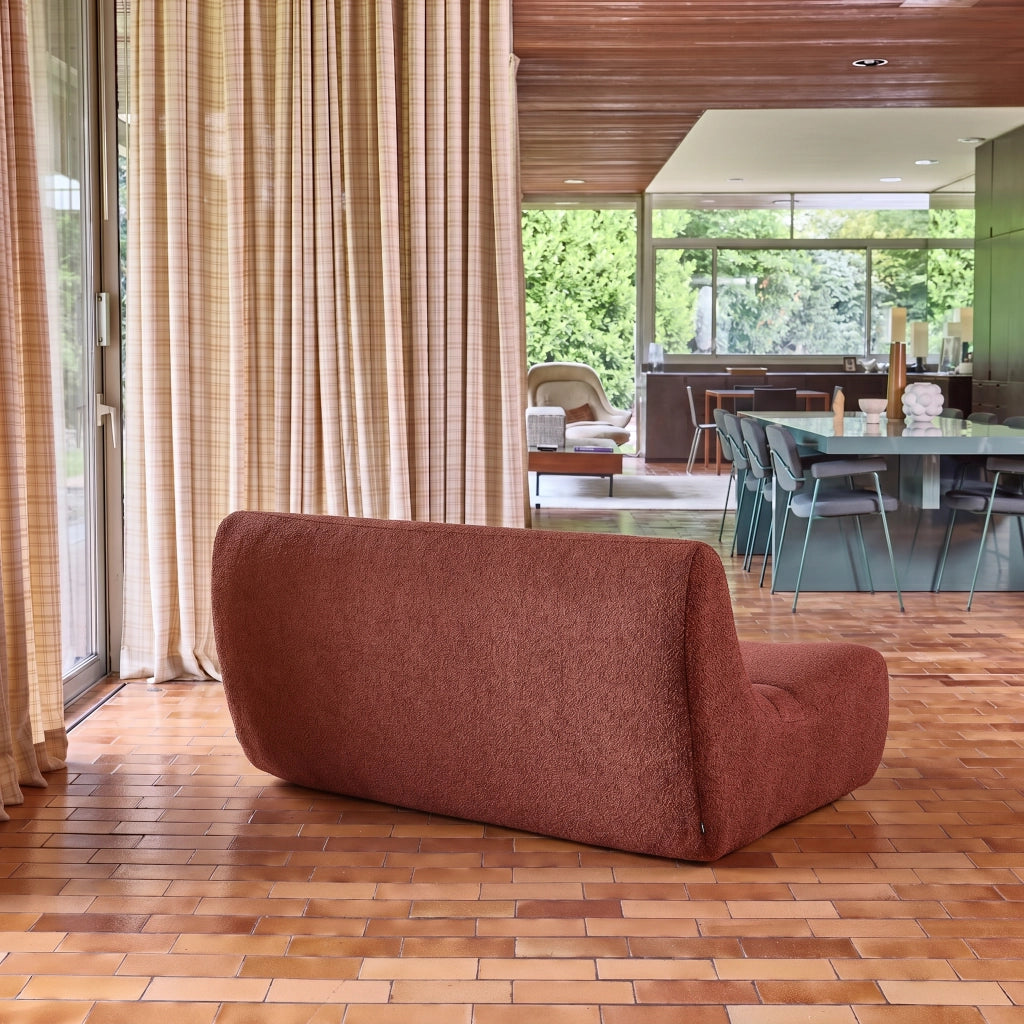 Poltrona bouclé testurizzata, 2 posti, terracotta