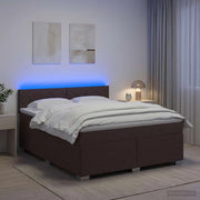 Letto con Box Spring, Materasso e LED Marrone Scuro Tessuto 3451948