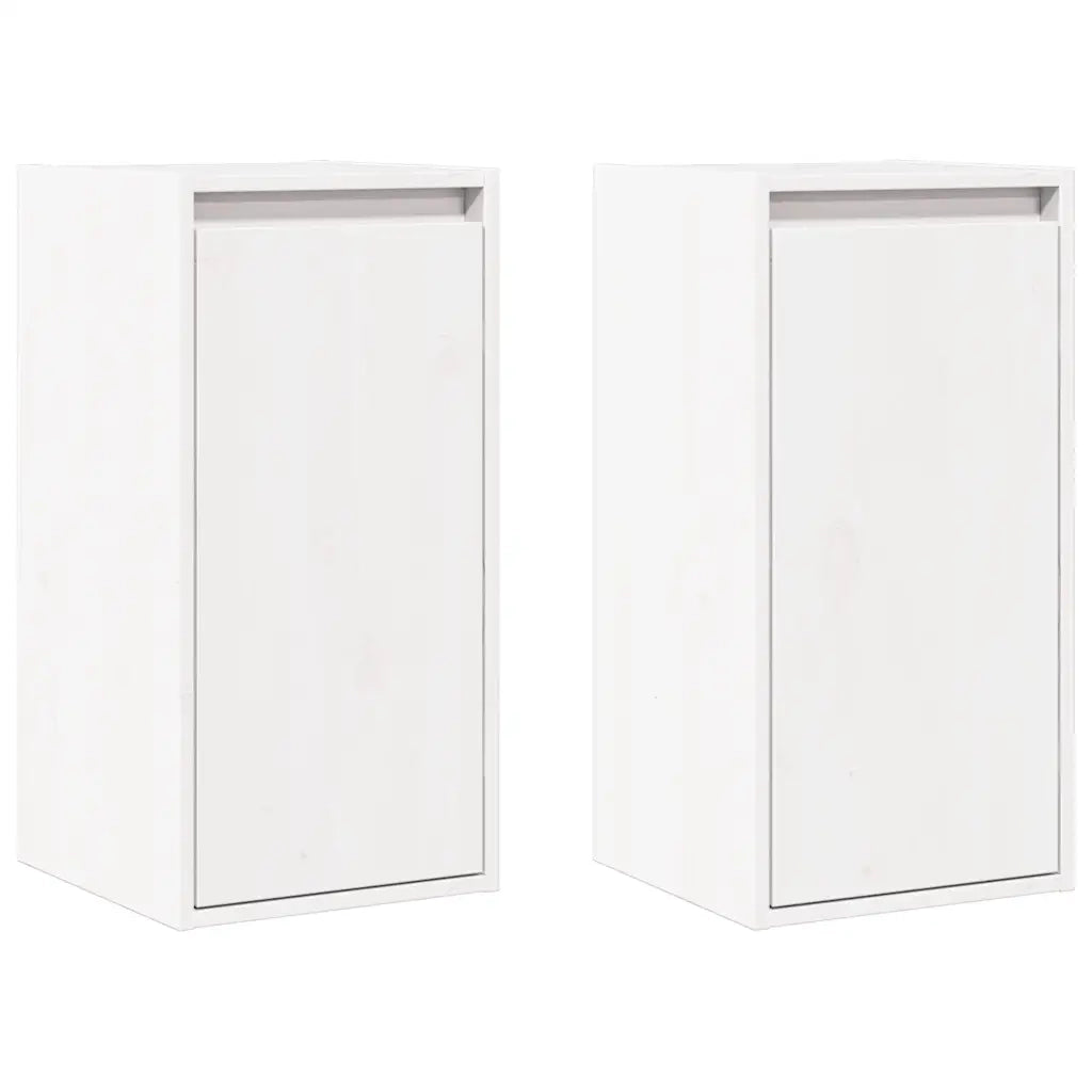 Pensili 2 pz Bianchi 30x30x60 cm in Legno Massello di Pino 813488