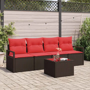 Set di divani 5 pcs Marrone e Rosso polyrattan 3346254