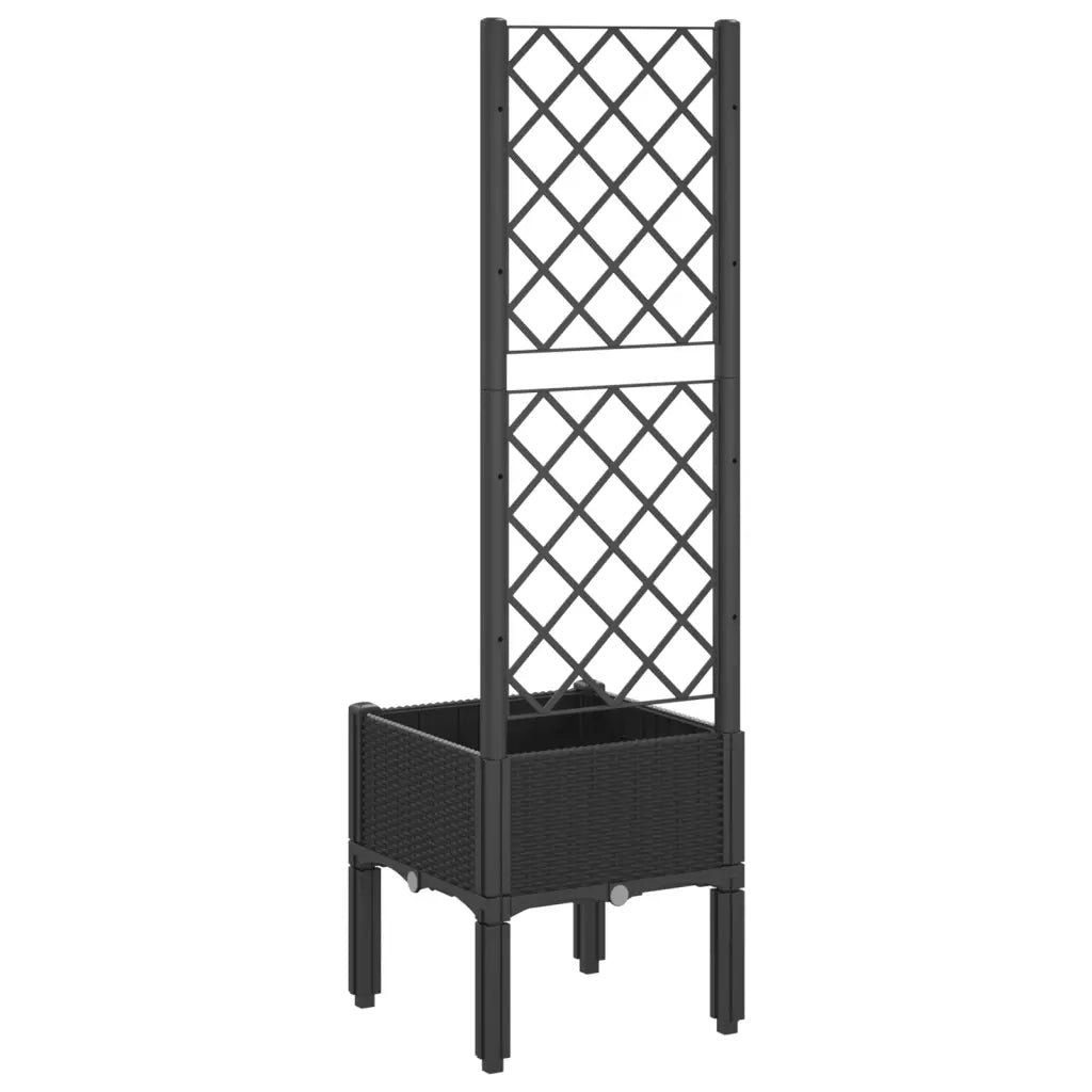 Fioriera | Cassetta per fiori | Vaso da Giardino con Traliccio Nera 40x40x142 cm in PP