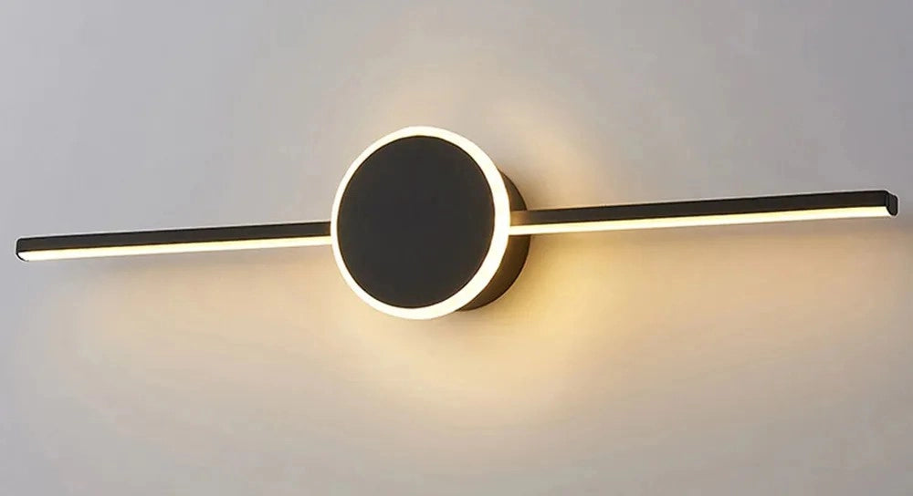 Lampada Da Muro Da Bagno Led Sopra Specchio 60cm APP849-1W Round Black