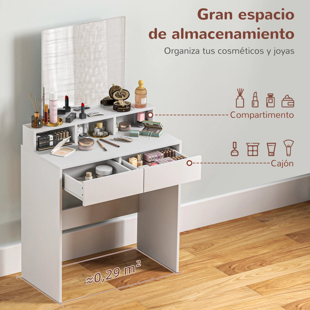 Tocador da Trucco con Specchio e Cassetti ¨C Zephmum ¨C Bianco 75x38x135 cm