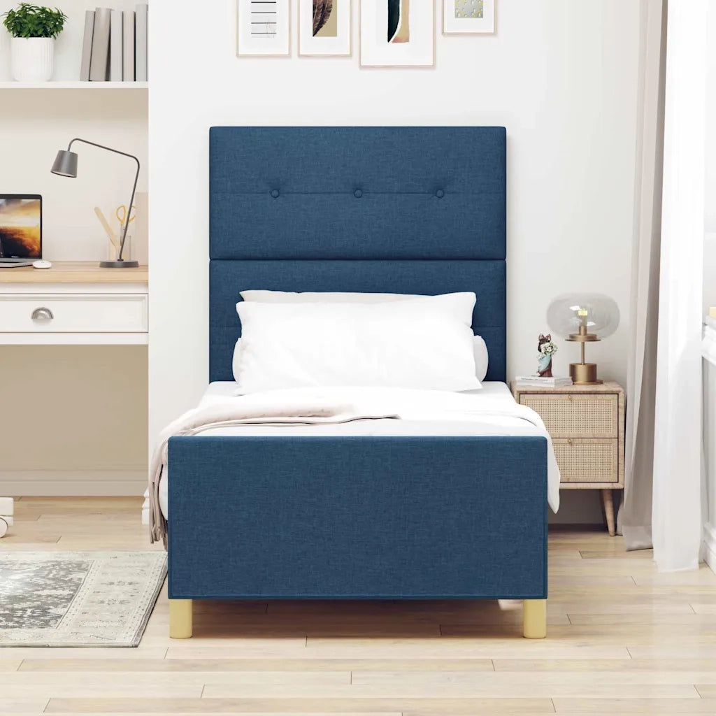 Struttura del letto con testiera Blu 90 x 200 cm Tessuto