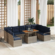 Set Divano da Giardino con cuscino 10 pcs Grigio e Blu Navy 3349758