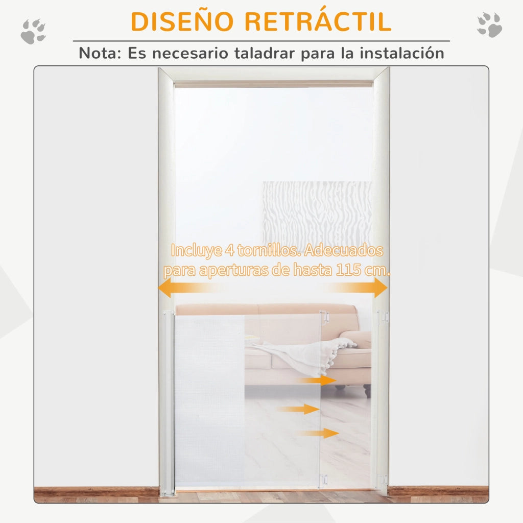 Barriera per Cani Pieghevole Regolabile ¨C Zephmum ¨C Bianco 5,5-115 cm