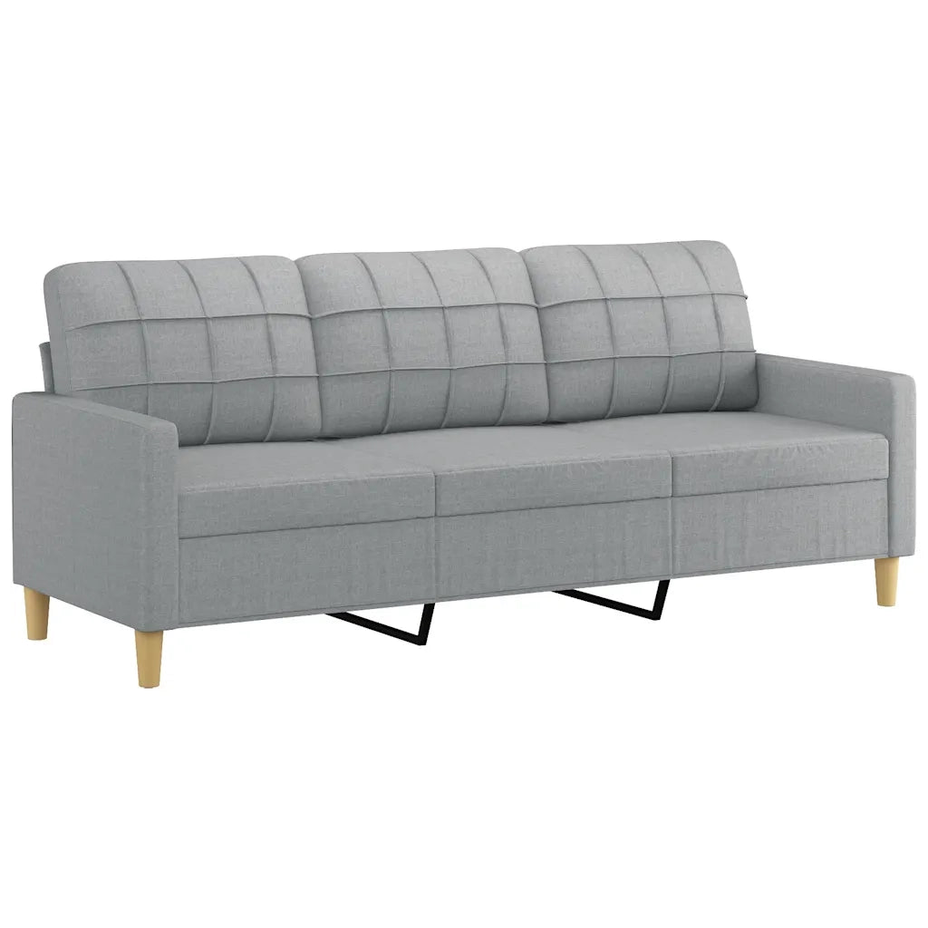 Divano a 3 Posti-Sofa 3 Posti Grigio Chiaro 180 cm in Tessuto 800274