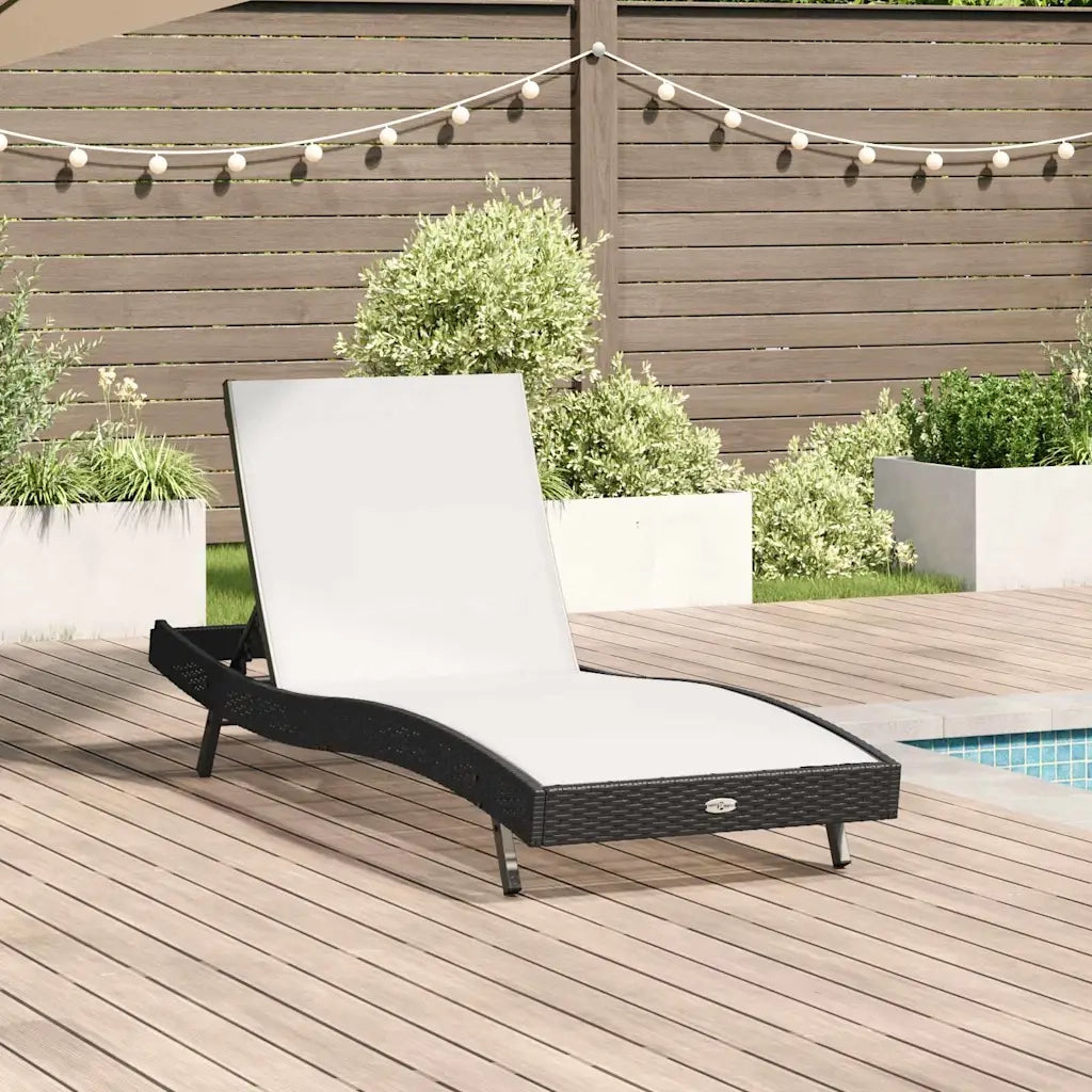 Lettino da sole Nero e Bianco 197 x 70 x 82 cm polyrattan