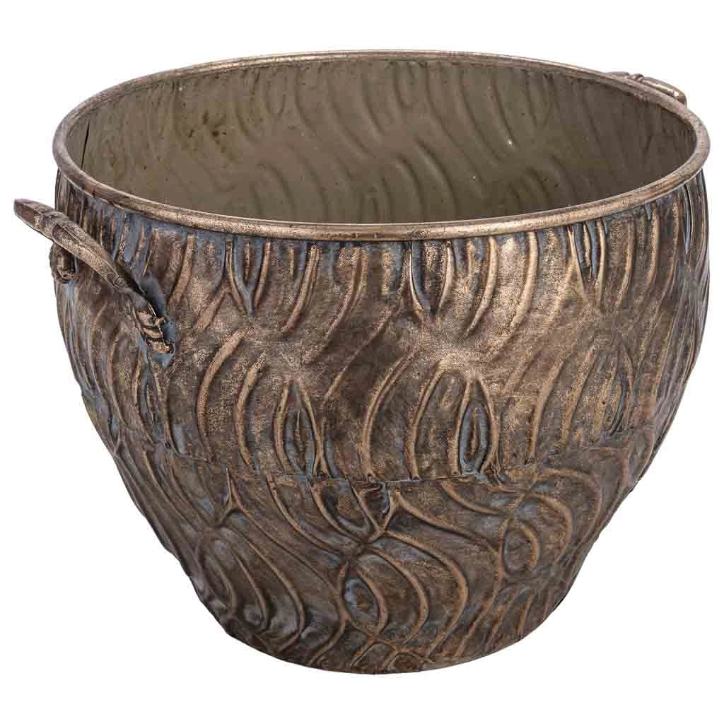 Vaso in metallo nero e oro 38x34x27h cm
