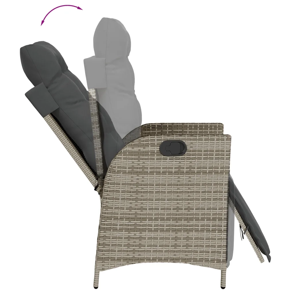 Set da Pranzo da Giardino 7 pz con Cuscini in Polyrattan Grigio
