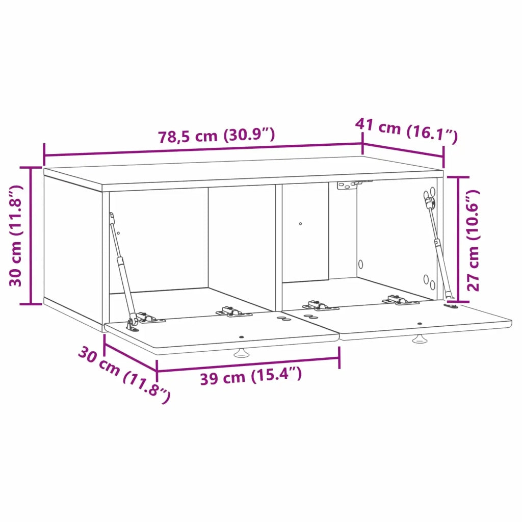 Mobile Porta TV da Muro 78,5 x 41 x 30 cm Rovere Fumo 899200