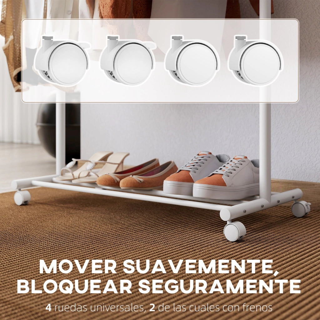 Appendiabiti con Ruote e Ripiano ¨C Minimal ¨C Bianco 86x43x171 cm