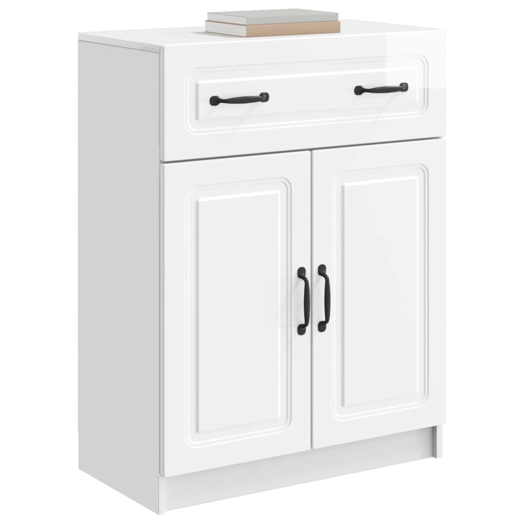 Credenza | Madia | Buffet da pranzo | Armadio da pranzo Bianco Lucido 66 x 34,5 x 87 cm Legno ingegnerizzato