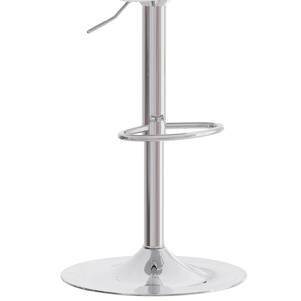 Sgabello da bar regolabile in altezza, set da 2, girevole 360°, in PU bianco e metallo argento, per isola cucina e bancone