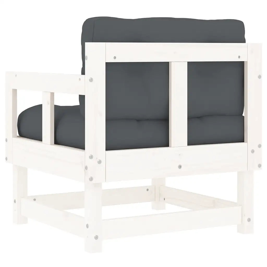 Sedie da Giardino con Cuscini 2 pz | Sedie da Esterno Legno Massello di Pino Bianco